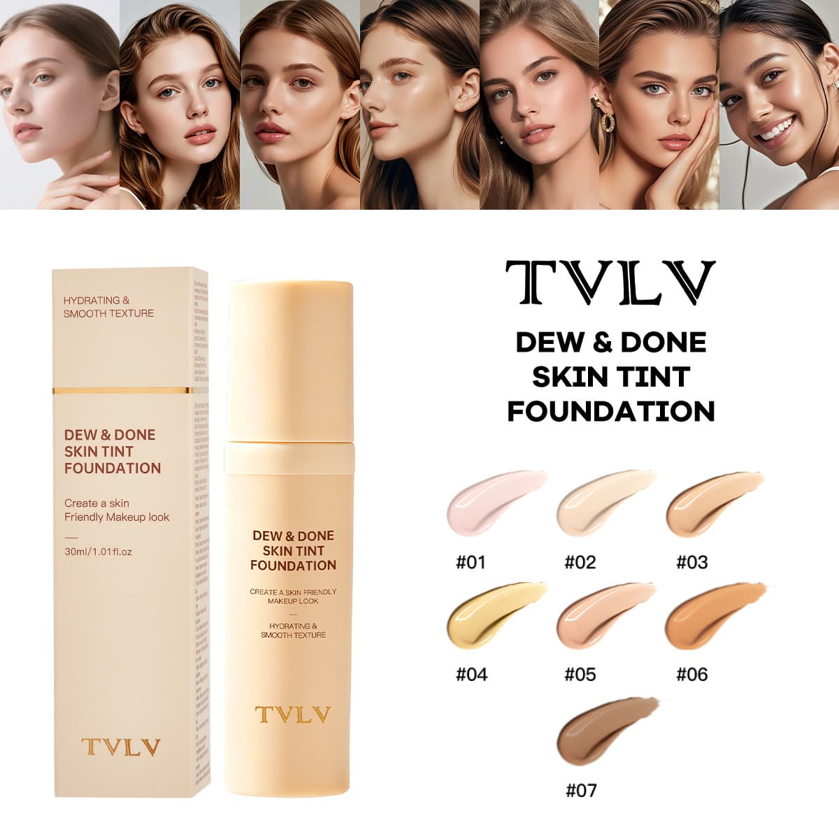 Cross-border Full English TVLV Color-Changing Foundation Concealer Oil-Control Long-Lasting Lightweight Moisturizing Temperature-Changing Foundation Cream