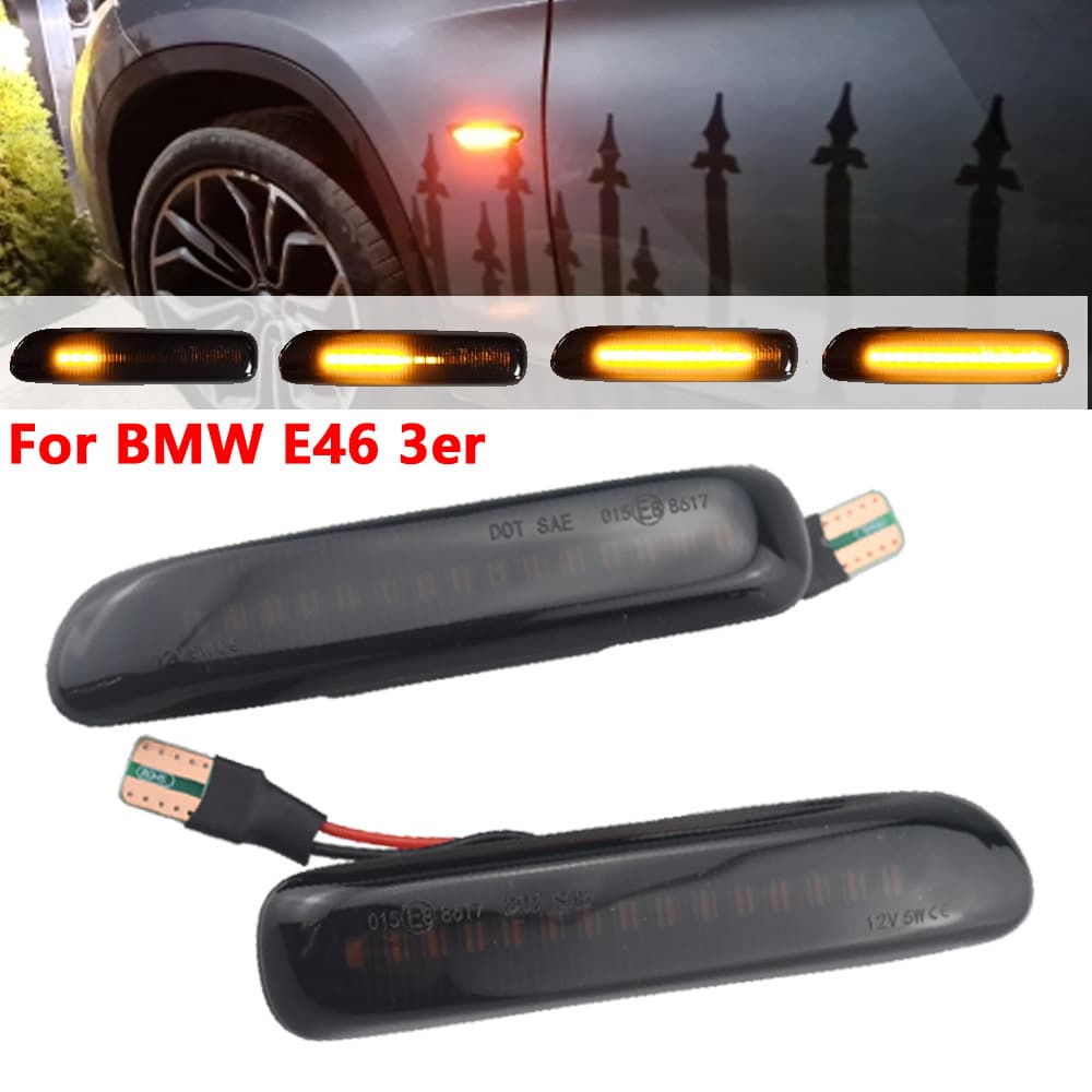 LED Sequential Side Wing Turn Signal Light Fender Lamp for 1997-2001 BMW 3 Series E46