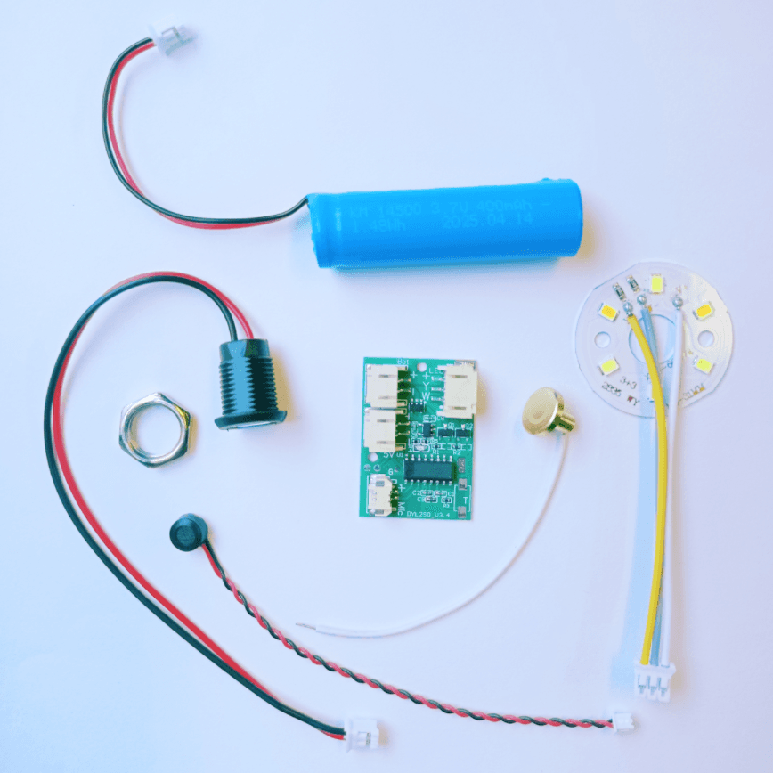 Voice Recognition + Touch Control Board LED Light Module Lithium Battery Charging Night Light Sound Control Switch DIY Craft