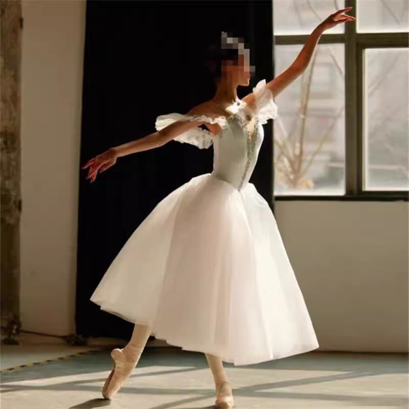 New Cross-Border Elegant Ballet Tutu Dress for Performance Dance Competition Stage Costume European Style Puffy White Skirt