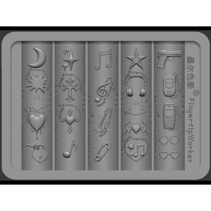 New Note Musical Instrument Guitar Retro Sweet Cool Punk Rock Nail Art Mold Silicone 3D Jewelry Decoration