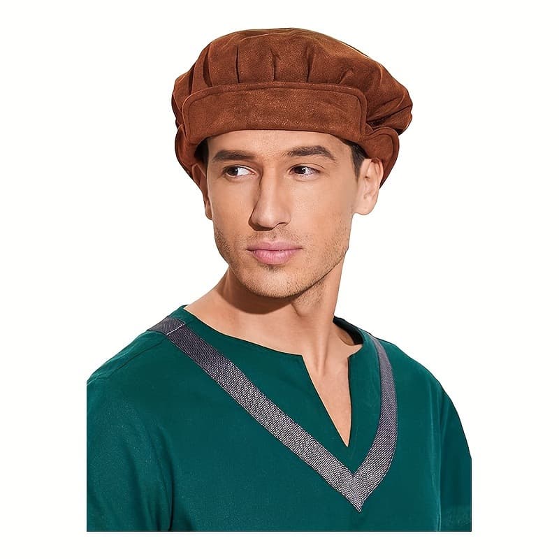 2025 New Cross-border Drop Shipping Soft Suede Medieval Hat Beret Renaissance Festival Hat