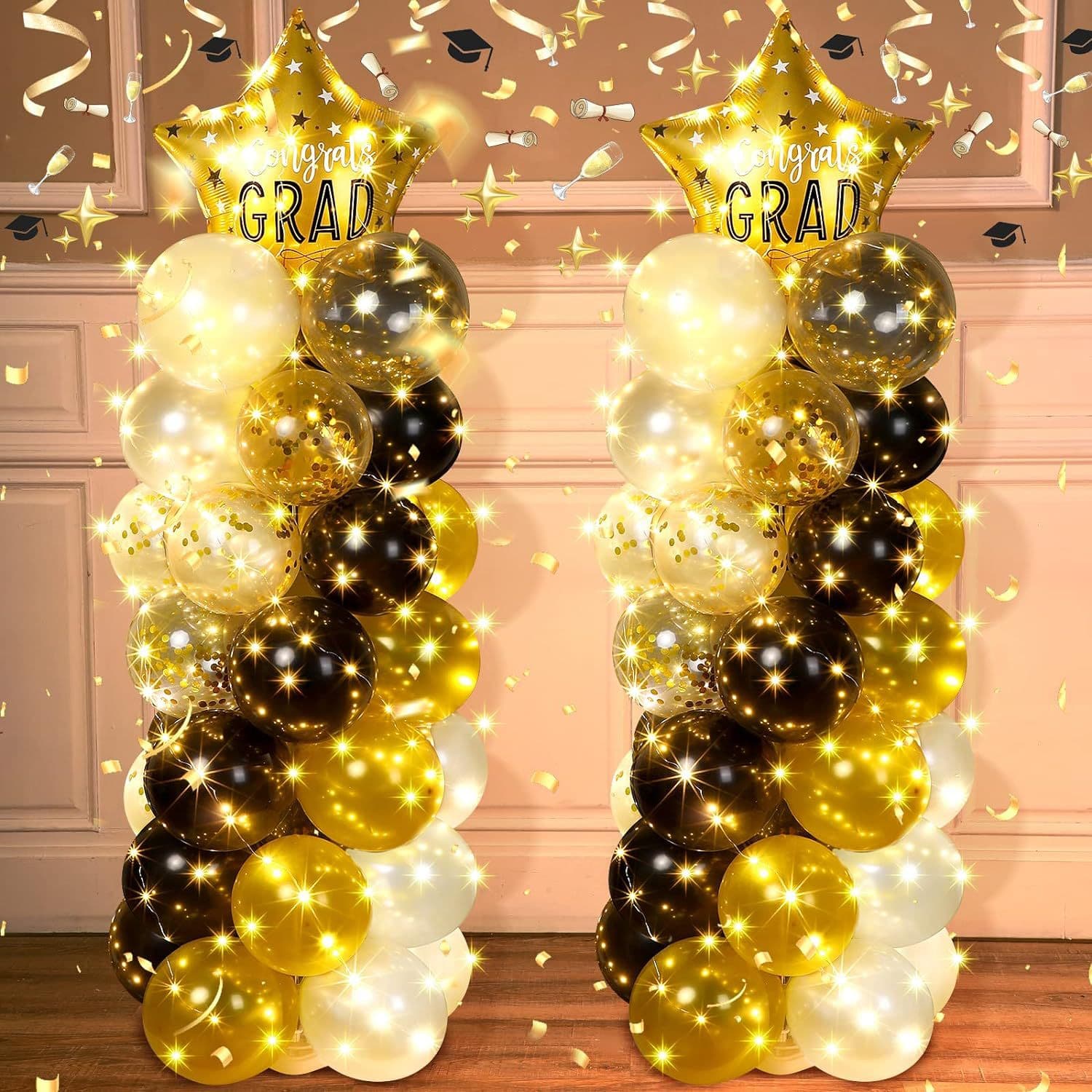 2024 Graduation Party Decoration 135-Piece Set with Light String Graduation Balloon Box Arch Garland Background