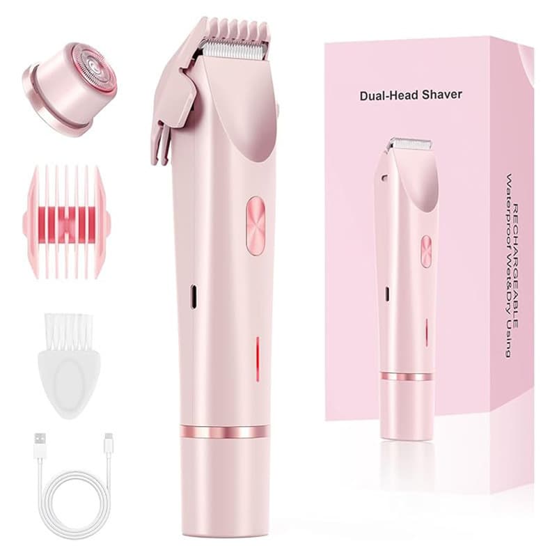 Waterproof Rechargeable Women's Electric Shaver Dual-Head Full Body Hair Removal Razor Wet & Dry Use Cross-Border Hair Removal Device