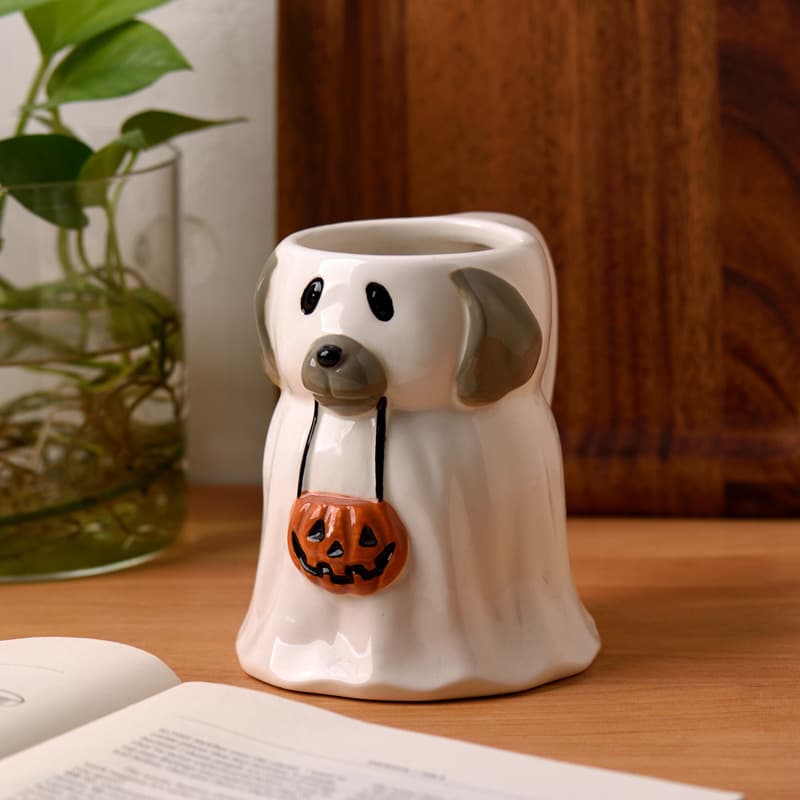 Halloween Funny Ghost Dog Pumpkin Dog Ceramic Water Cup Creative Cute Pumpkin Cup Home Decoration Gift