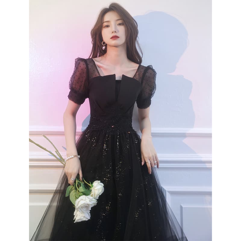 Banquet Evening Dress for Women 2025 New Black Elegant Niche Accessible Luxury Banquet Birthday Dress Coming of Age Ceremony