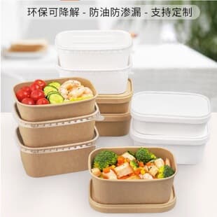 Disposable Kraft Paper Rectangular Takeout Lunch Box, Eco-Friendly Picnic Food Container for Camping