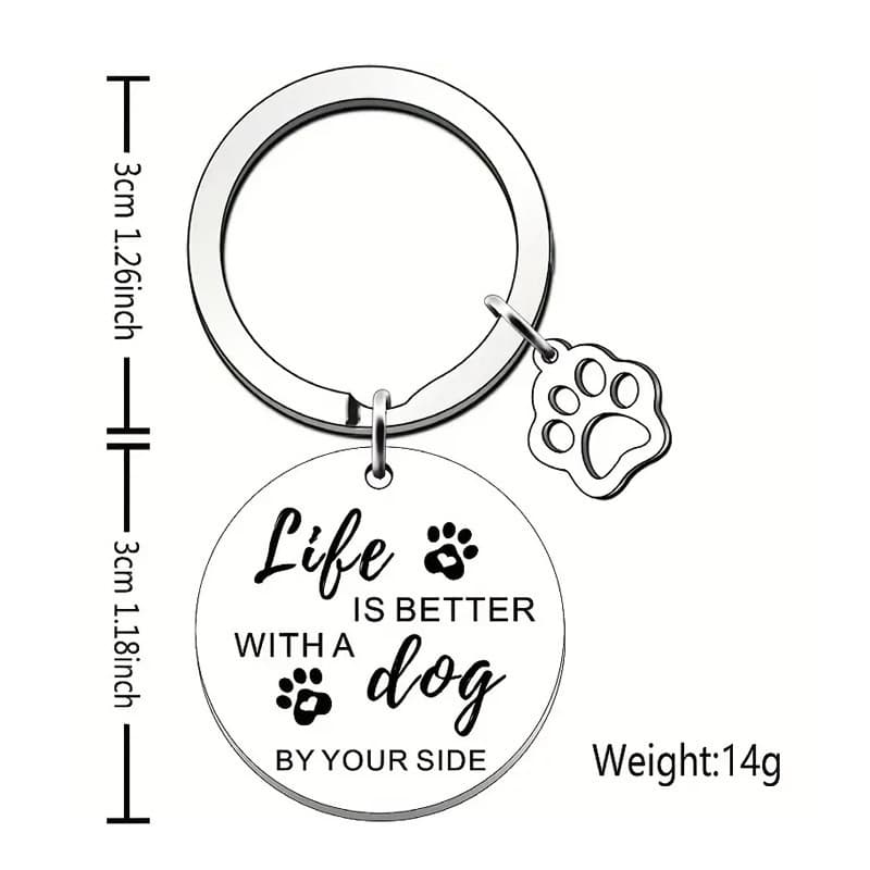 Best-selling pet commemorative stainless steel keychain with engraving dog footprints pendant keychain to commemorate pet dogs