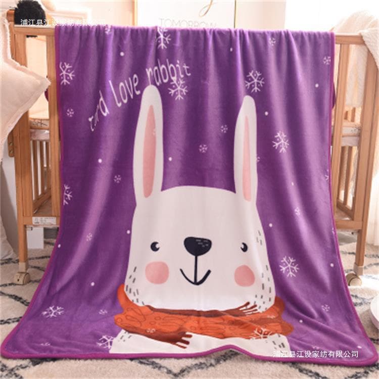 Children's Blanket for Kindergarten Spring/Autumn Coral Fleece Throw, Single-Layer Thin Blanket for Office Nap