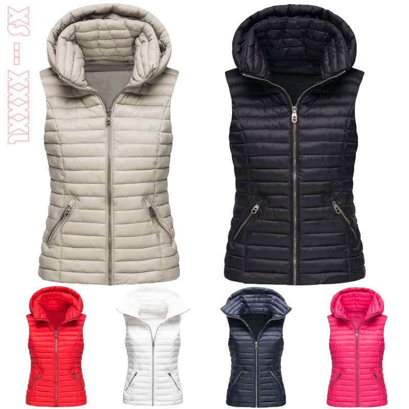 Spring and Autumn Winter Women's Fashion Vest Jacket Cotton Vest Women's Sleeveless Cotton Jacket Foreign Trade European Size Women's Jacket