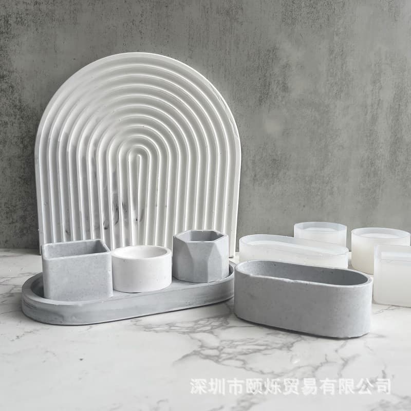 Oval square round small flowerpot mold candle candlestick storage box silicone mold gypsum concrete mold