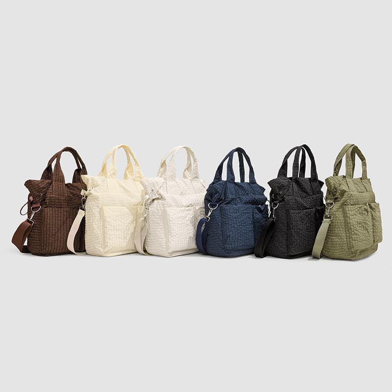 Fashionable Large Capacity Multi-Pocket Commuter Tote Bag Plaid Soft Fabric Simple Work Handbag Versatile Crossbody Bag