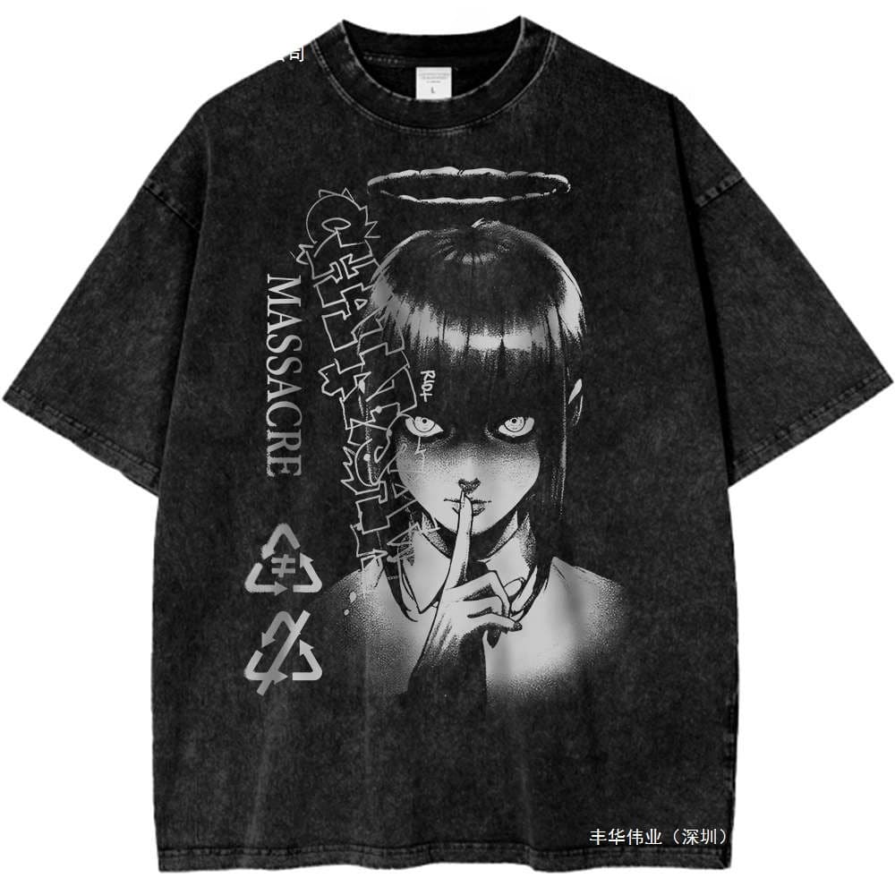 Chainsaw Man Makishima Shirt Chainsaw T-Shirt Anime Shirt Vintage Men's T-Shirt Pure Cotton Casual Sport Harajuku Summer New