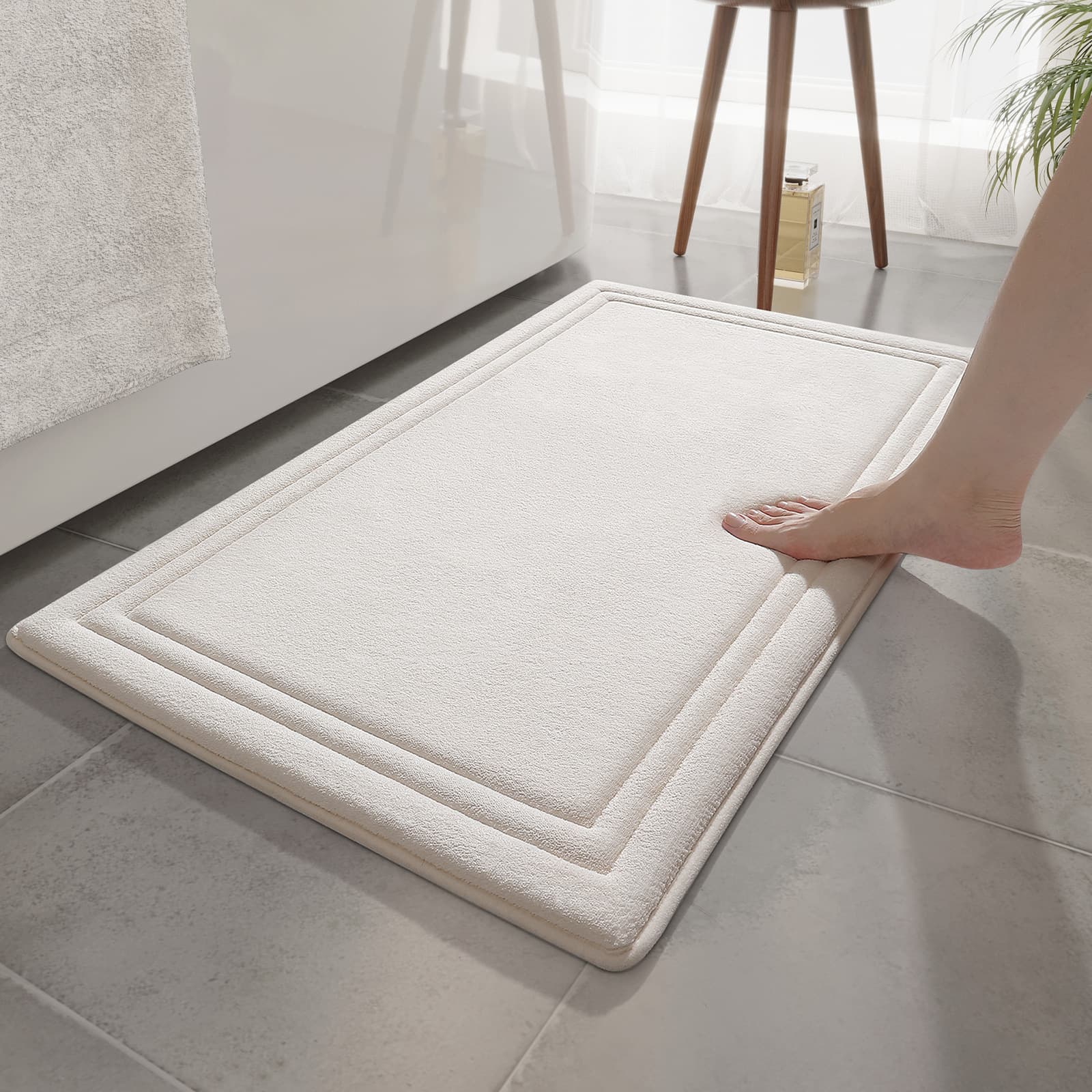 Thick Memory Foam Bathroom Door Mat Non-Slip Absorbent Washable Rug