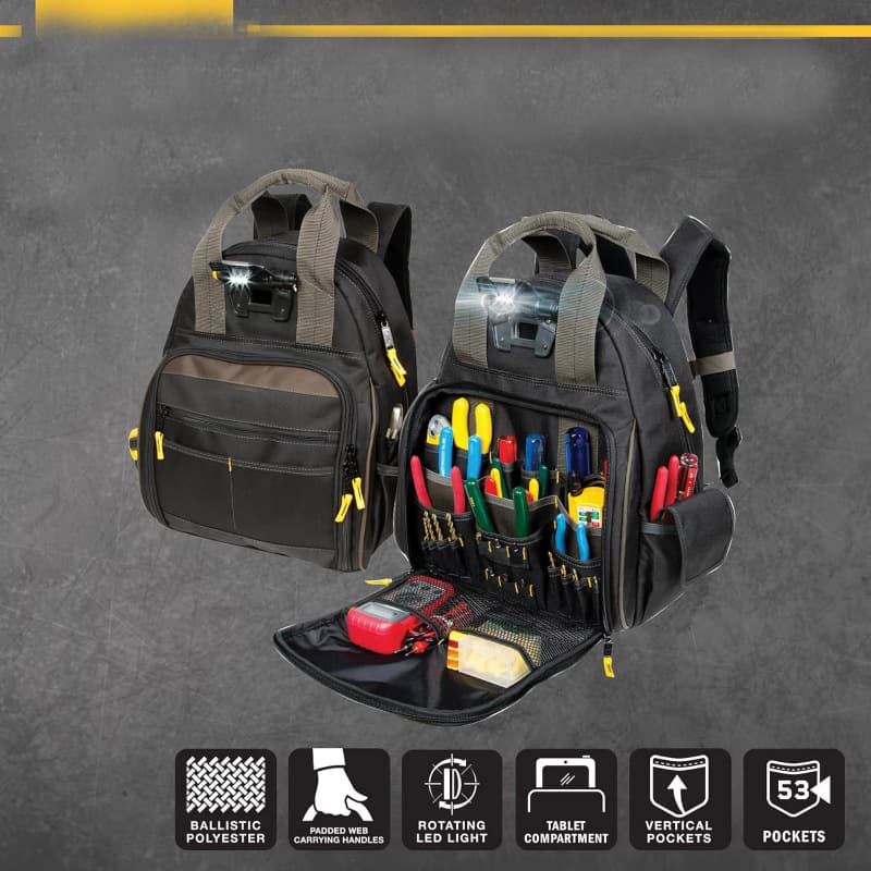 Tool Backpack with Multiple Pockets, Dual Compartment Design for Easy Tool Storage, Large Capacity for Convenient Organization