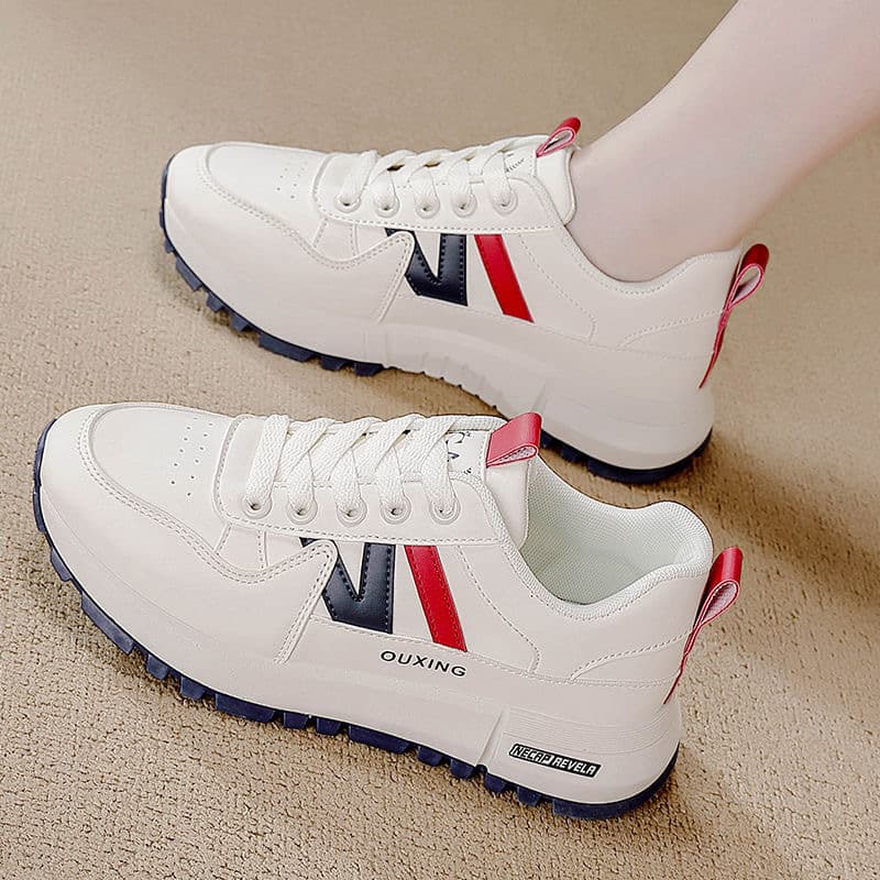 Cross-border Large Size New Style Simple Women's Shoes 2025 Autumn Korean Version Breathable Elevated Thick Sole Sports Skate Shoes Casual Shoes for Women