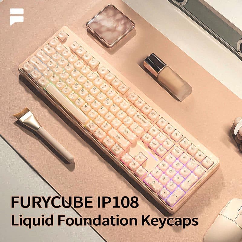 FURYCUBE IP108 Foundation Keyboard Mechanical Feel Three-Mode Wireless Bluetooth High-Aesthetic Office Keyboard
