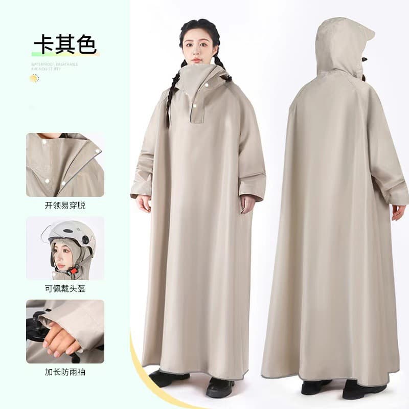 Electric Vehicle Raincoat Integrated Long Style Thickened with Sleeves Motorcycle Riding Poncho Raincoat for Rider and Vehicle Separation