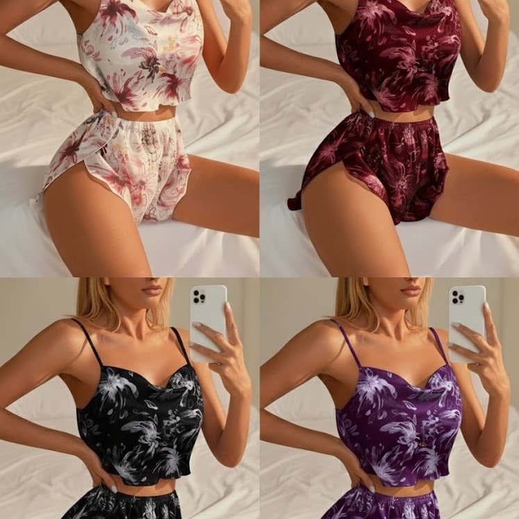 Xiyin Hot Selling New European and American Pajamas Set Women's Milk Silk Pajamas Two-piece Set Cute Print Source Factory