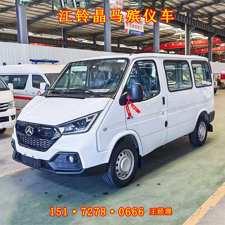 National VI Jiangling hearse manufacturer quote, funeral home vehicle for body pickup hearse price, installment payment available.