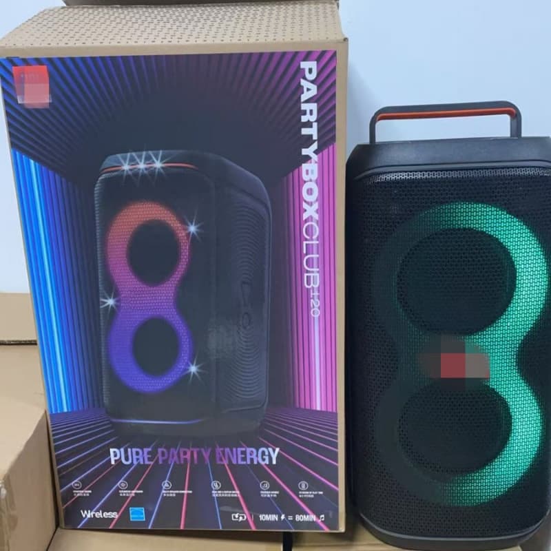 Cross-border PARTYBOX120 Bluetooth speaker with outer protective rod, portable heavy bass, explosive large speaker, colorful light