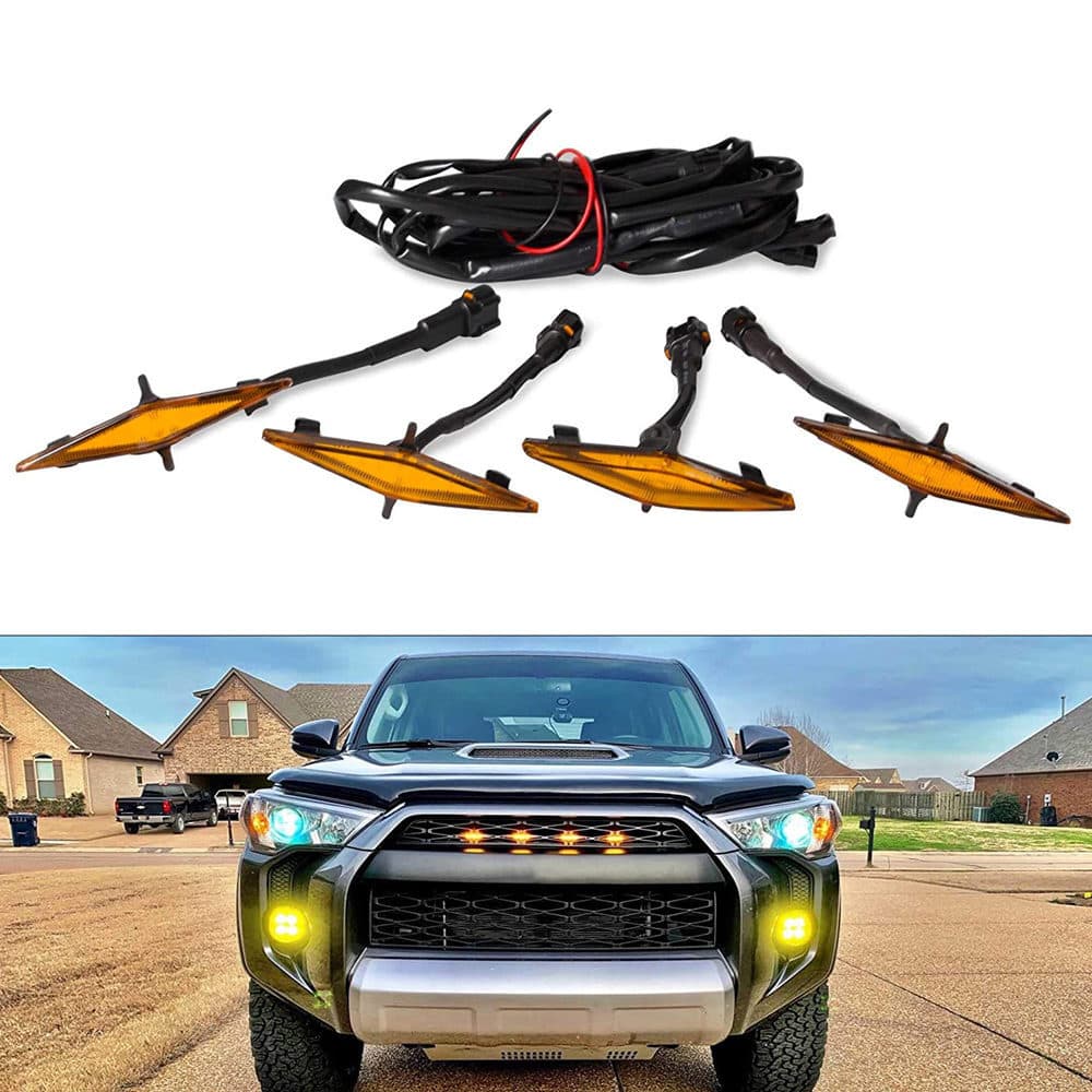 For Toyota 4Runner Upper Grille Small Yellow Light Decorative Light Super Off-Road Modified Grille Light