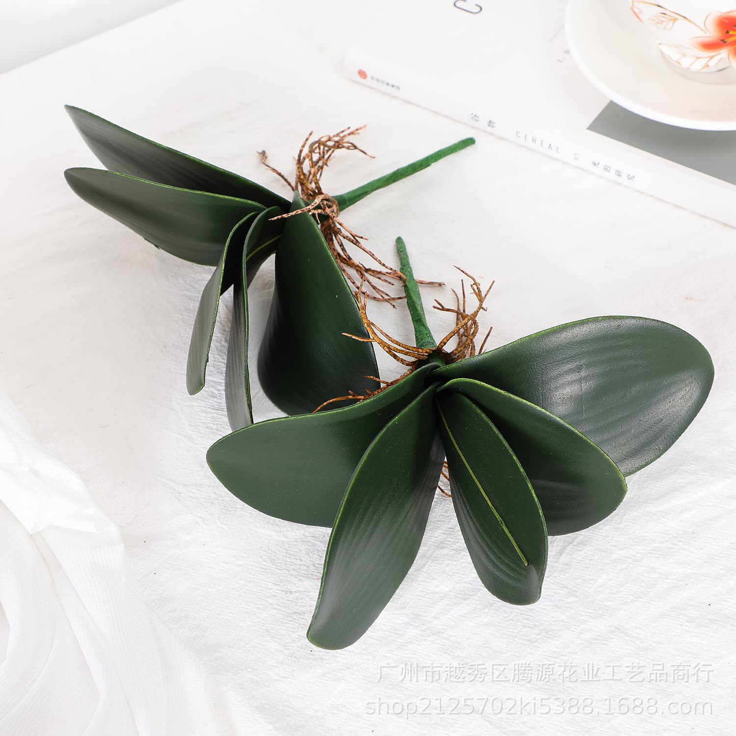 Artificial Green Plant Orchid Leaves Butterfly Orchid Leaves Orchid Flower Arrangement with Foliage Fake Leaves Decorative Ornaments