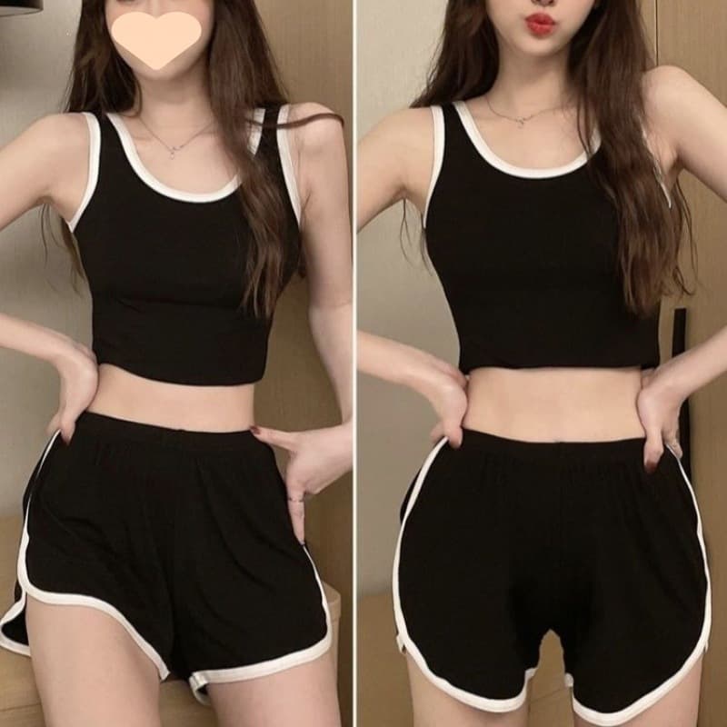 Women's Sports Set Short Casual High-Waist Slimming + Camisole Shorts Summer Yoga Outfit