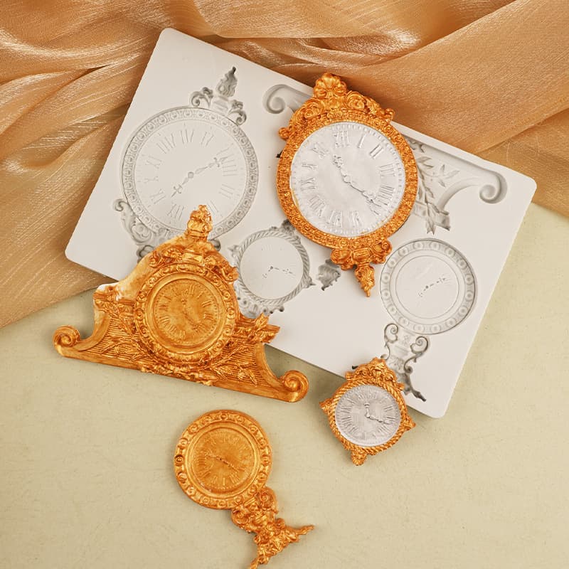 European Vintage Relief Clock Pendulum Silicone Mold Pocket Watch Chocolate Fondant Decoration Mold Stone Plastic Epoxy Resin