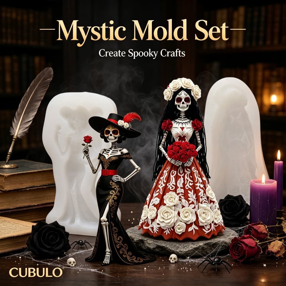 Dark Undead Skeleton Woman Ornament Silicone Mold Glue Aromatherapy Plaster Hand-Poured Mold