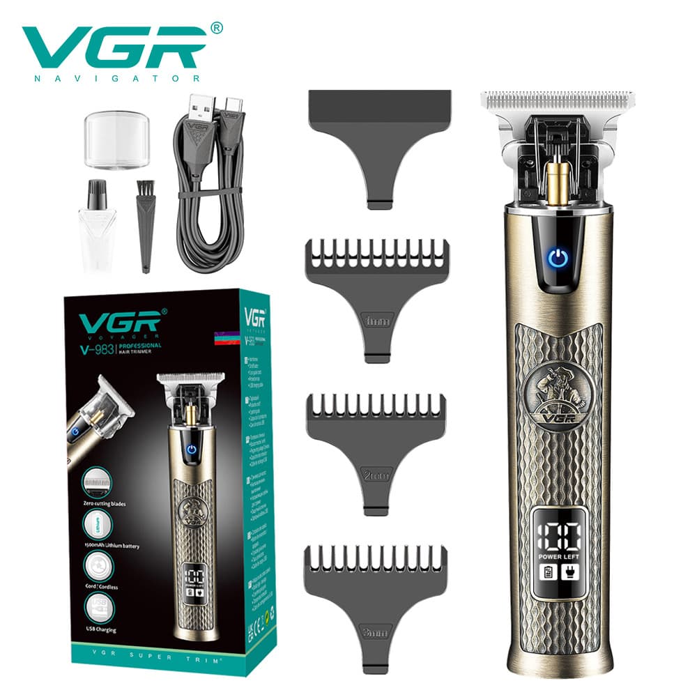 VGR983 Cross-border Barber Shop Digital Electric Hair Clipper T-Liner Engraving Shaver Men's Home Electric Hair Trimmer