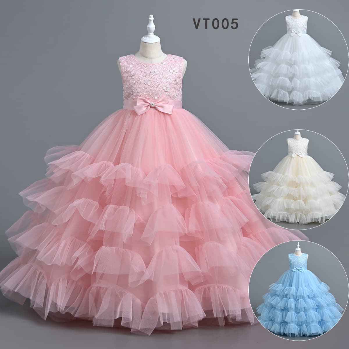 New Cross-Border Children's Dress 2024 Summer Middle and Older Kids Vest Birthday Tutu Dress Princess Skirt for Girls