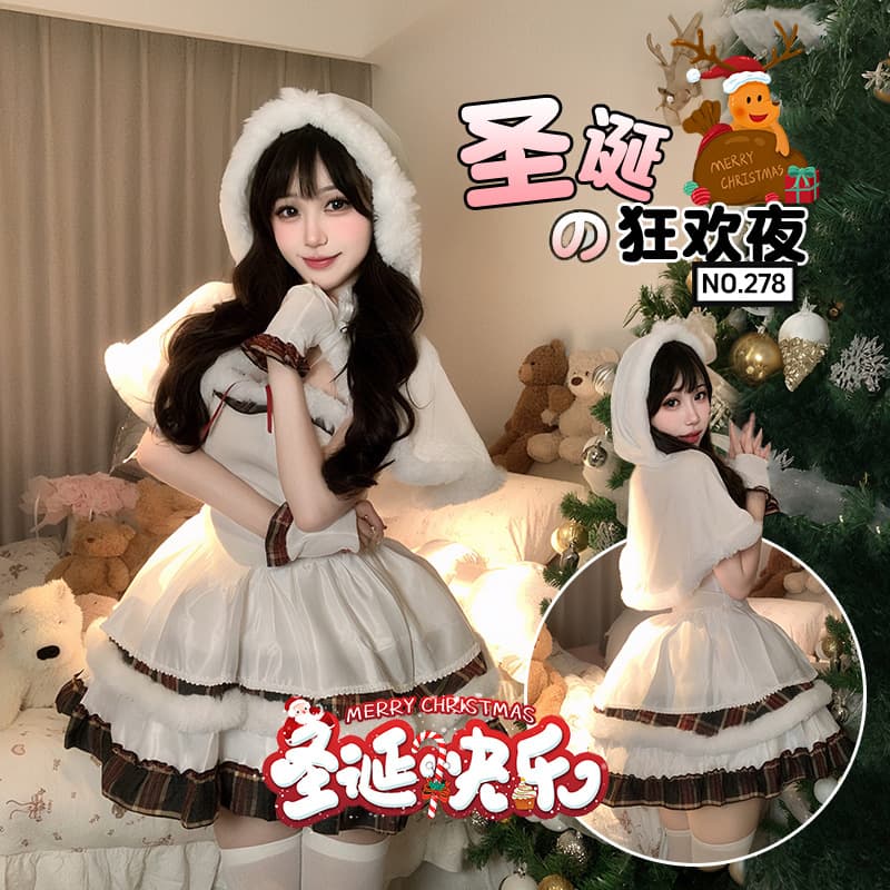 Christmas Costume Women's Autumn and Winter Dress Bodycon Skirt Sweet and Spicy Bunny Girl Uniform New Year Battle Robe Set