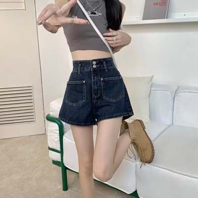 Summer new women's denim shorts trendy brand temperament loose wide-leg fashion casual versatile three-quarter pants