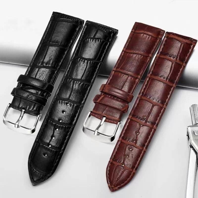 New spot black bamboo pattern watch strap 20mm men and women crocodile pattern leather watch strap couple strap soft