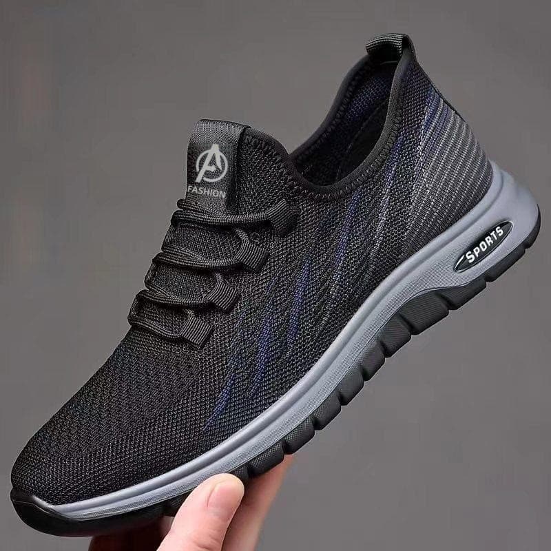 Men's Summer Thin Breathable Flyknit Mesh Shoes, Casual Lace-up Lightweight Sports Running Shoes