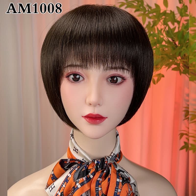 Short Straight Human Hair Wig for Middle-Aged and Elderly Women, Full Hand-Woven Bob Style, Full Head Cover