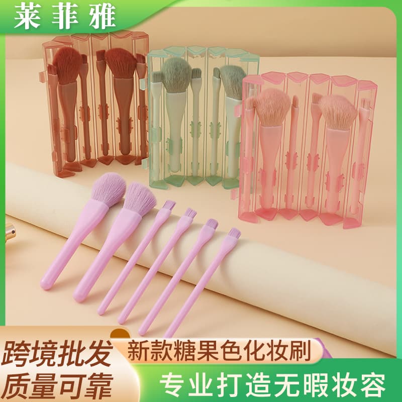Candy Color Makeup Brushes Six Pack Multifunctional Portable Boxed Makeup Brush Eye Beauty Tool Set Wholesale