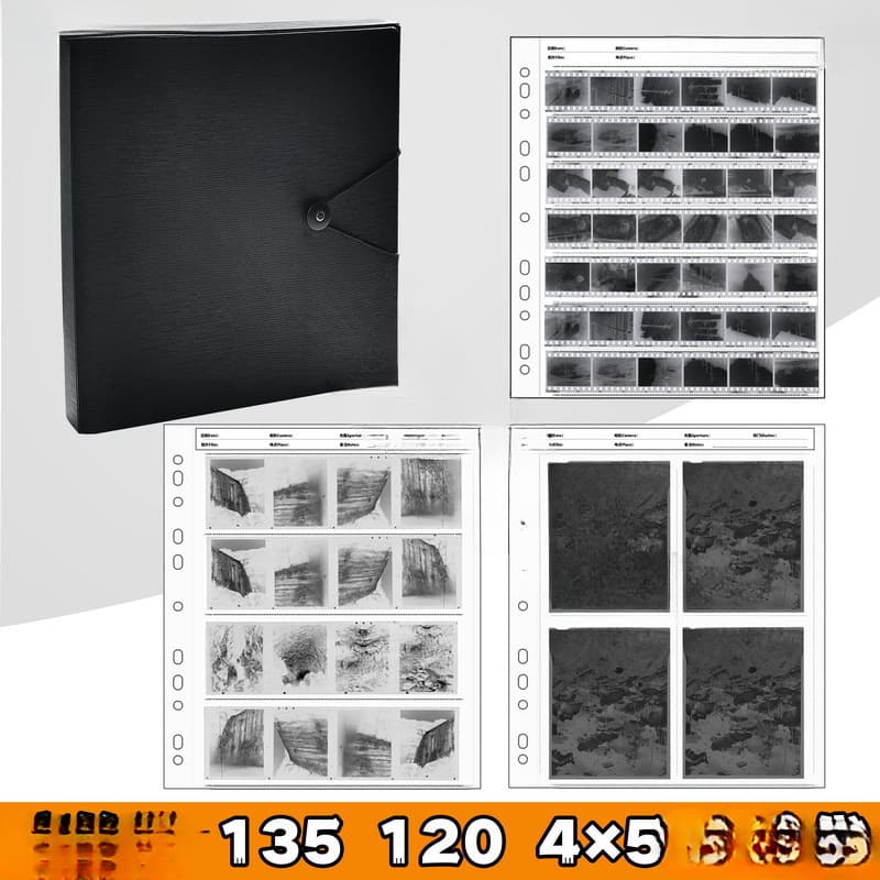 Negative film bag, negative film album 135/120 with side holes for film storage, domestic acid-free 25x29 cm