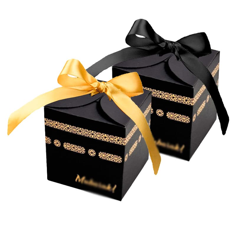 Moon Festival Candy Box Middle Eastern Party Holiday Gift Box Black Hot Stamping Bow Paper Box Square Packaging Box