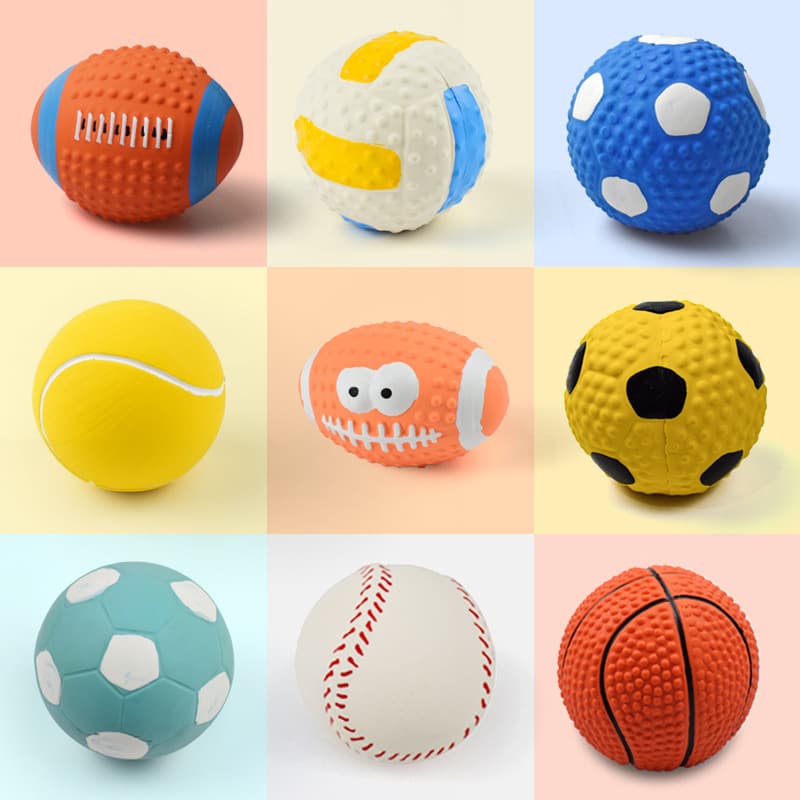 Latex Toy Dog Teeth Grinding Ball Sound Producing High Elastic Cotton Filled Pet Rugby Ball Latex Toy for Dogs Home Use