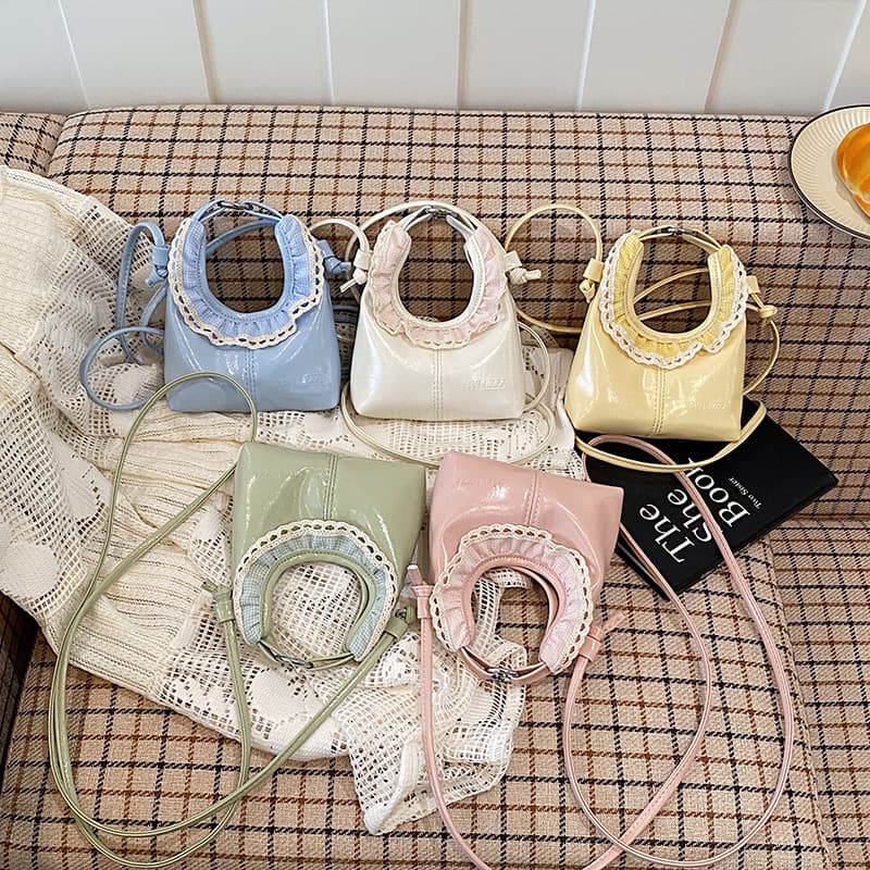 Fashion Mini Bag for Girls Cute Small Fragrance Lace Trim Children's Crossbody Single Shoulder Bag Elegant Lipstick Small Bag