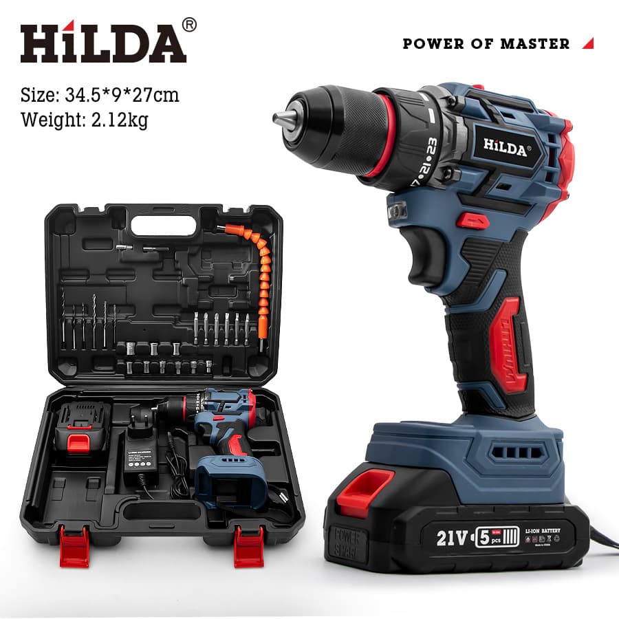 Cordless Drill 21V Cross-Border High Torque Brushless Lithium-Ion Charging Drill Electric Screwdriver Driver Machine Small Cannon