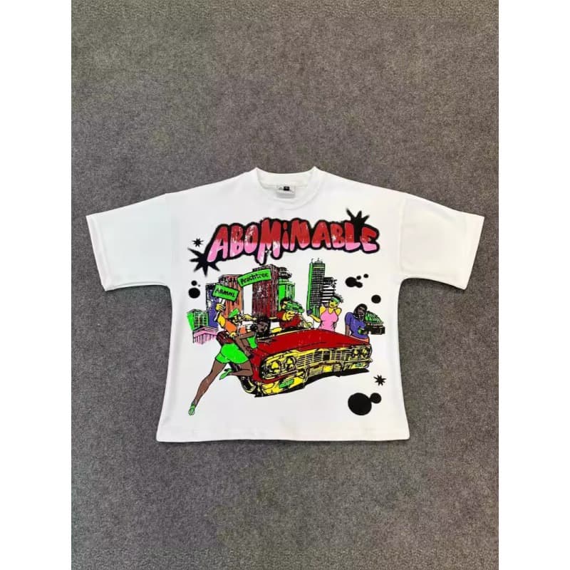 Oversized Y2K Top Harajuku Hip Hop Print Short Sleeve Gothic T-Shirt Couple Sweatshirt Men's Fashion