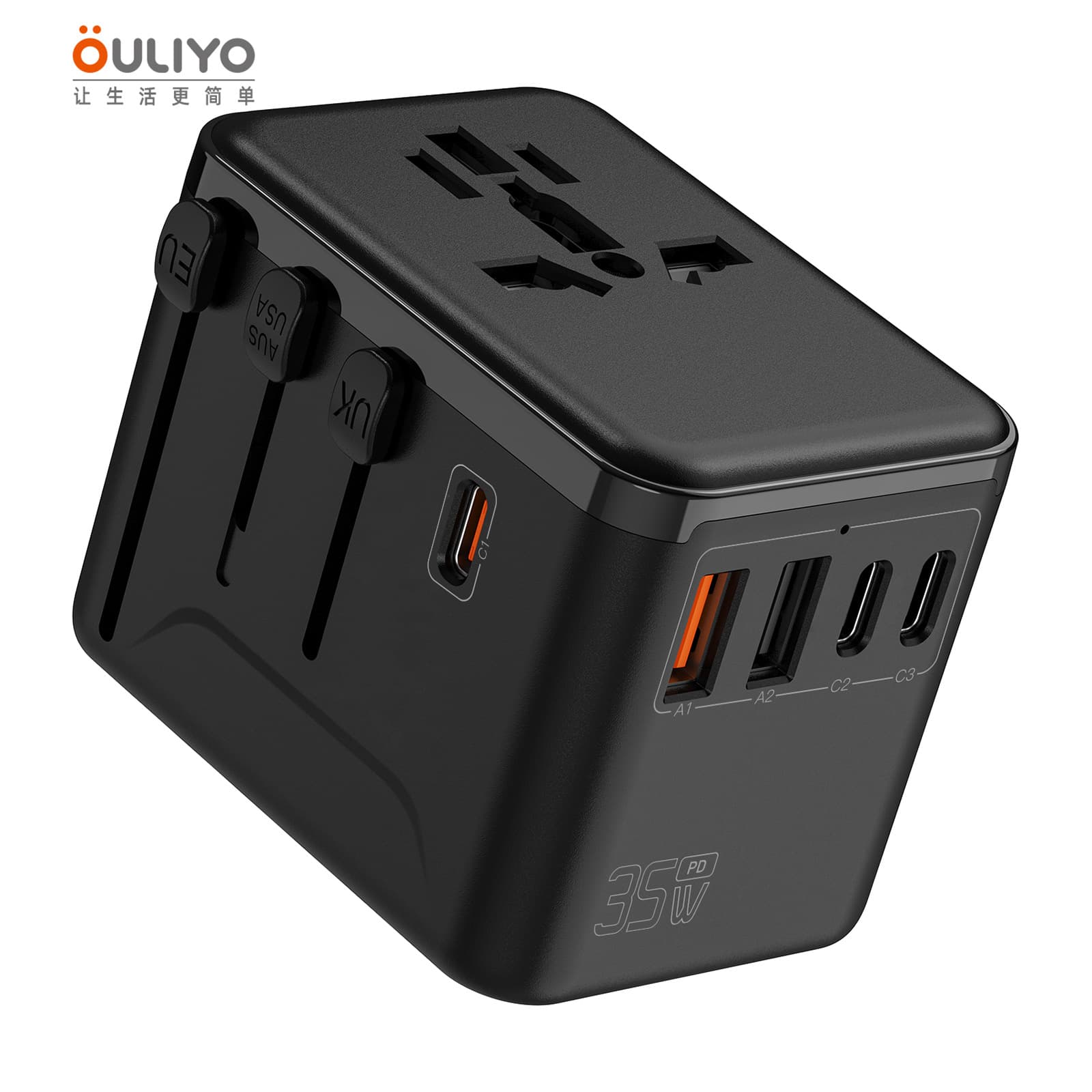 New Direct Sales Travel Adapter 3 USB Multi-Country Plug Converter Creative Type-C Multi-Country Socket