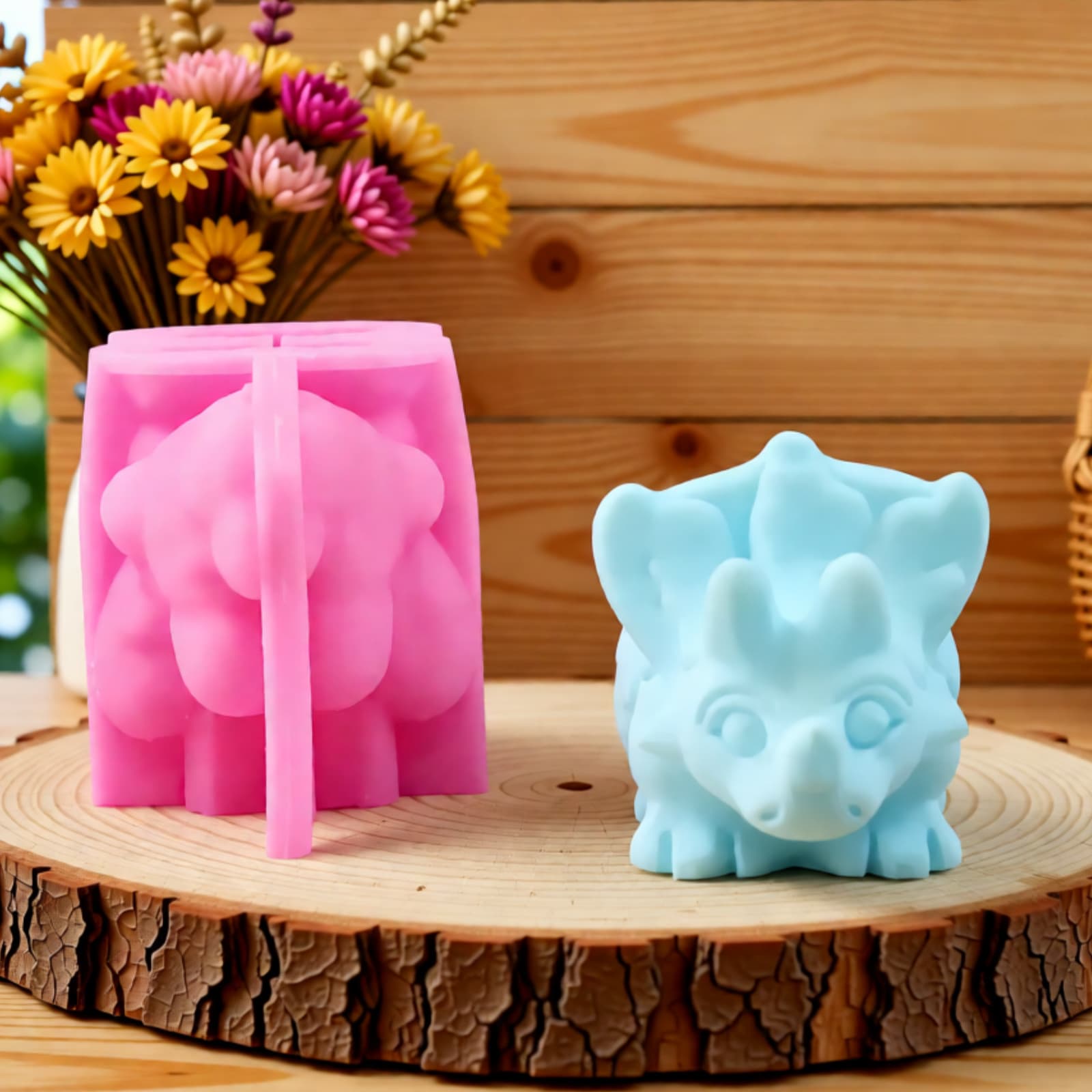 Triceratops Ornament Mold Ornament Candle Plaster DIY Plaster Ornament Candle Holder Silicone Mold W0971