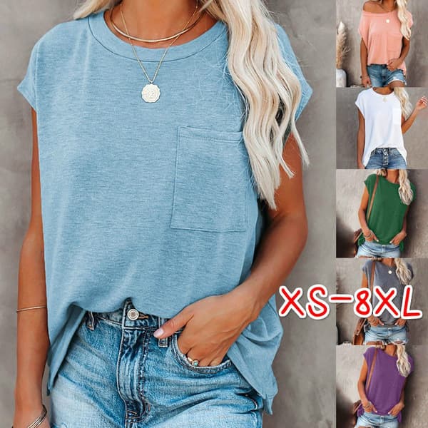 2024 Cross-Border European and American Fashion Summer New Export Style Solid Color Flap Pocket Pants Off-Shoulder Round Neck Short-Sleeve Top T-Shirt for Women