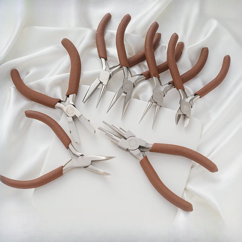 New nickel-plated high-quality diagonal pliers jewelry pliers suit brown cutting wire winding wire diy jewelry multi-function tools