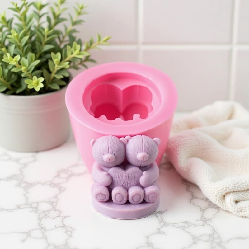Bear Scented Candle Silicone Mold - DIY Handmade Soap Plaster Baking Decoration Mold Doll Soap Mold