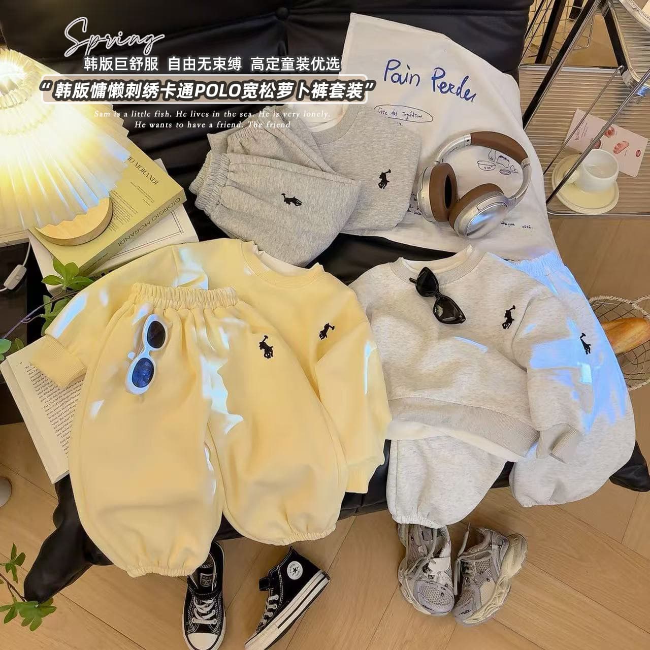 Embroidered Sweatshirt Set Kids Outfit 2025 New Stylish Sweatshirt Spring Wear Older Kids Spring Sports Two-Piece Set